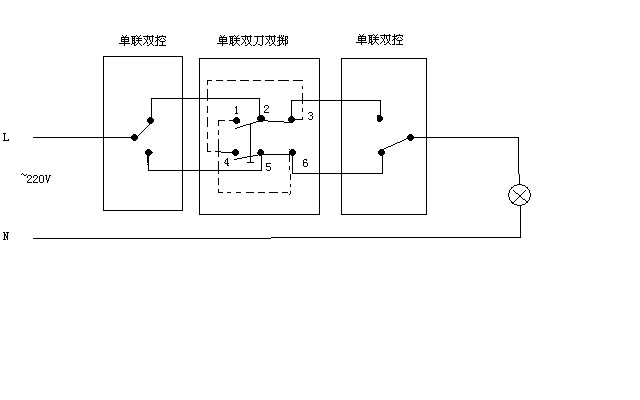 三联开关接线图 三控开关接线图实物图