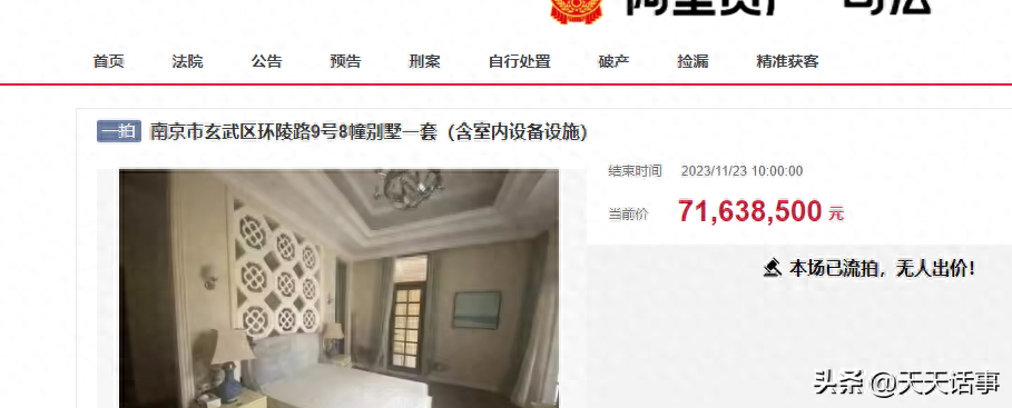 南京一栋价值8428万的顶级别墅，7163万拍卖竟没人要，流拍了