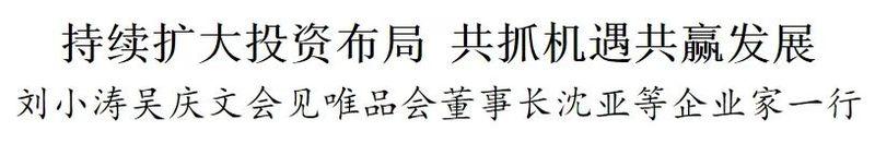 刘小涛吴庆文会见唯品会董事长沈亚等企业家一行